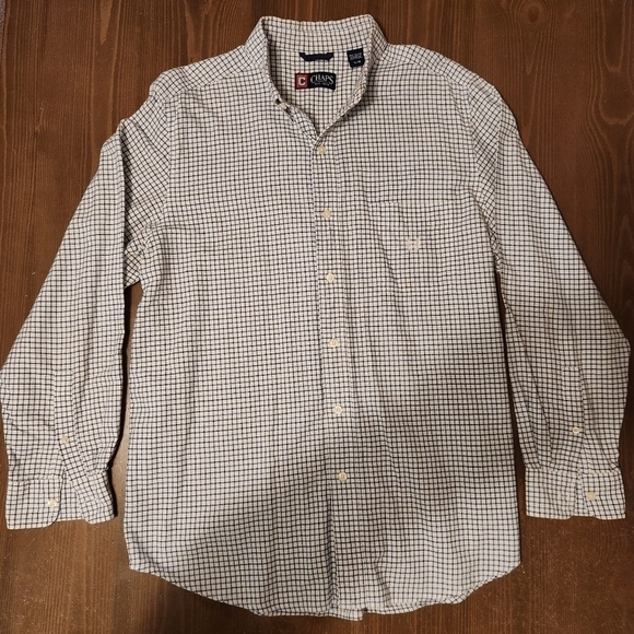 Chaps Button Up Dress Shirt Blue & White Striped Long Sleeve Shirt Sz Lg NICE!! - Picture 1 of 16